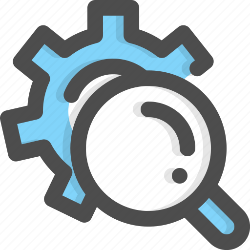 Gear, magnifier, search, setting, settings, support, zoom icon - Download on Iconfinder