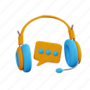 headset, with, chat, bubble, headphone, earphone