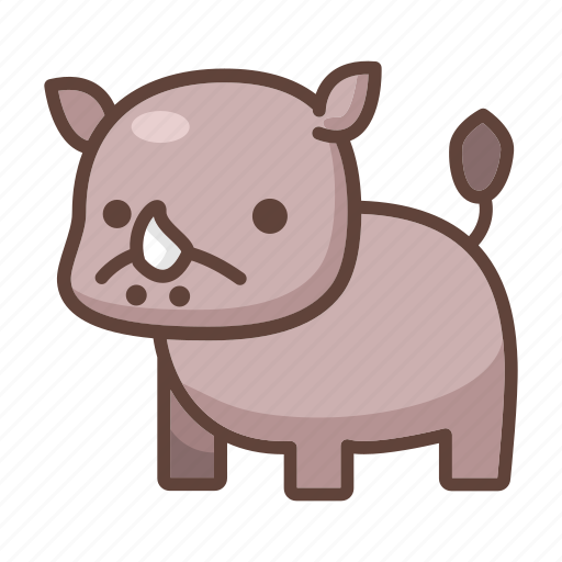 Animal, cartoon, cute, rhino, rhinoceros, wildlife, zoo icon - Download on Iconfinder
