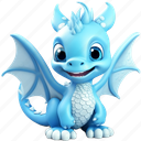 cute, blue, dragon, character 