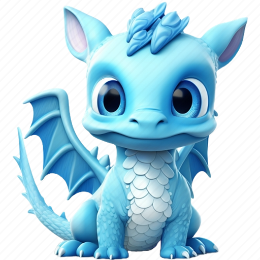 Cute, blue, dragon, animal 3D illustration - Download on Iconfinder