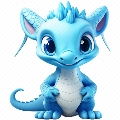 Cute, blue, dragon, fantasy 3D illustration - Download on Iconfinder