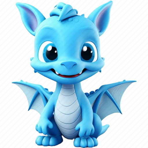 Cute, blue, dragon, animal 3D illustration - Download on Iconfinder