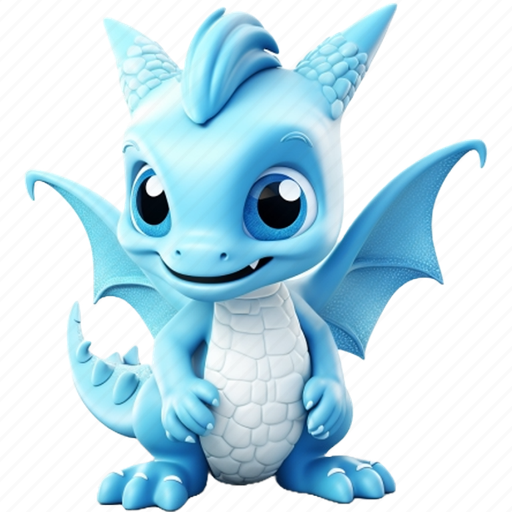 Cute, blue, dragon, fantasy 3D illustration - Download on Iconfinder