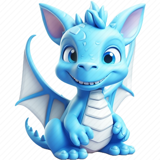 Cute, blue, dragon, character 3D illustration - Download on Iconfinder