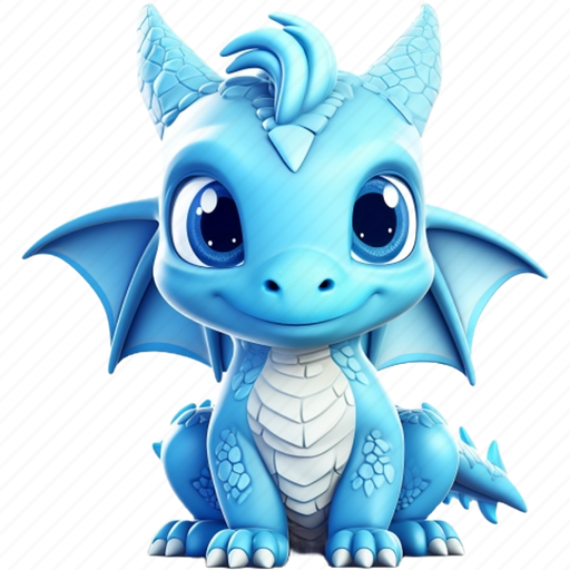 Cute, blue, dragon, avatar 3D illustration - Download on Iconfinder