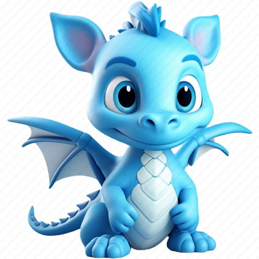 Cute, blue, dragon, monster 3D illustration - Download on Iconfinder