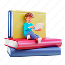 cartoon, character, cute, illustration, laptop, notebook, render, study, young 