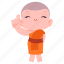 novice monk, got an idea, monk, idea, gesture, pointing, buddhist 