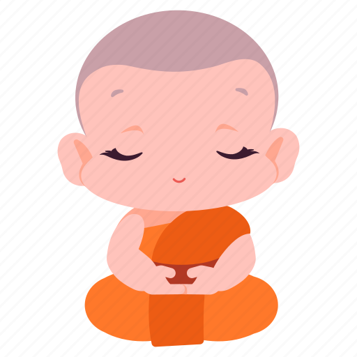 Novice monk, meditating, monk, vesak, sitting, buddhist, religion icon - Download on Iconfinder