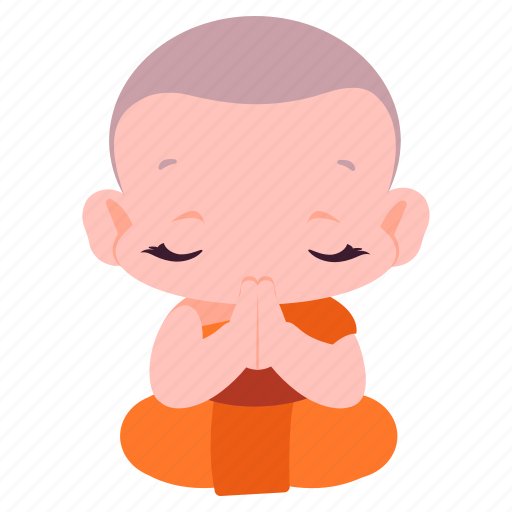 Novice monk, praying, monk, vesak, sitting, buddhism, religion icon - Download on Iconfinder