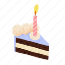 birthday, cake slice, candle, cake, bakery, celebration, party