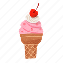 ice cream cone, strawberry ice cream, ice cream, dessert, icecream, summer, sweet