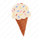 ice cream cone, vanilla ice cream, ice cream, dessert, summer, food, sweet