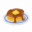 pancake, butter, honey pancake, food, dessert, breakfast, cafe