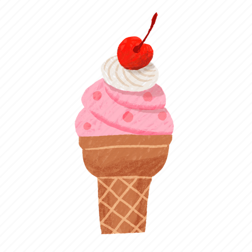 Ice cream cone, strawberry ice cream, ice cream, dessert, icecream, summer, sweet icon - Download on Iconfinder