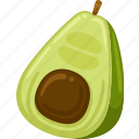 avocado, cute, fruit, food, vector, tropical, cartoon, fresh, kawaii