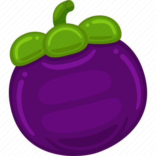 Mangosteen, cute, fruit, food, vector, tropical, cartoon icon - Download on Iconfinder