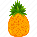 pineapple, cute, fruit, food, vector, tropical, cartoon, fresh, kawaii