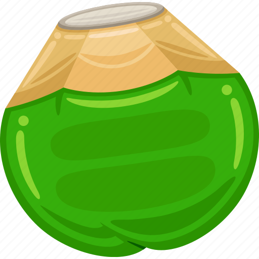 Coconut, cute, fruit, food, vector, tropical, cartoon icon - Download on Iconfinder