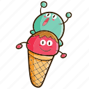 duo, double, cone, ice cream, summer, food, sweet