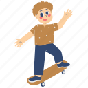boy, playing, skateboard, kid, play, happy, child, lifestyle, holiday