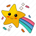 shooting star, rainbow star, gold star, emotion, smiley, feeling, emoji