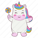 cute, unicorn, lollipop, animal, horse, rainbow, celebration, birthday, mascot