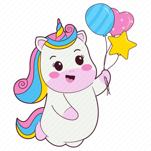 Happy, unicorn, balloon, emoji, birthday, party, celebration icon - Download on Iconfinder