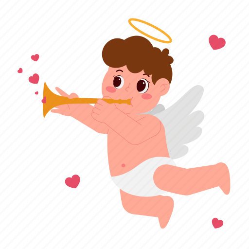 Angel, boy, trumpet, cupid, valentine, kid, love icon - Download on Iconfinder