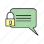 crime, cyber, bubble, bubble mail protect, letter, mail, message icon 