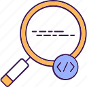 find code, code, magnifier, magnifying, search