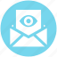 envelope, eye, letter, open, page, view 