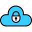 cloud, data, database, lock, protection, security, storage 