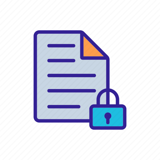 Contour, cyber, document, protection, security icon - Download on Iconfinder