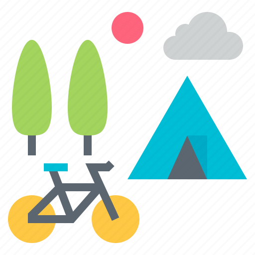 Bicycle, bike, camping, cycling, forest, tent icon - Download on Iconfinder