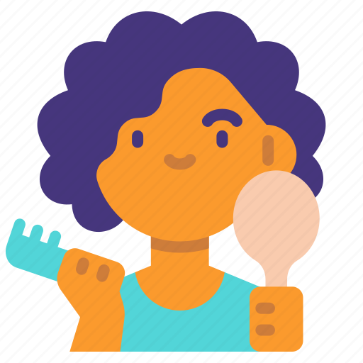 Combing, hair, get, dressed, poc, people, color icon - Download on Iconfinder