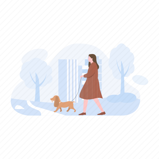 Walk, dog, female, daily, routine icon - Download on Iconfinder