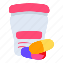 pill, cup, vitamin, supplement