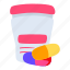 pill, cup, vitamin, supplement 