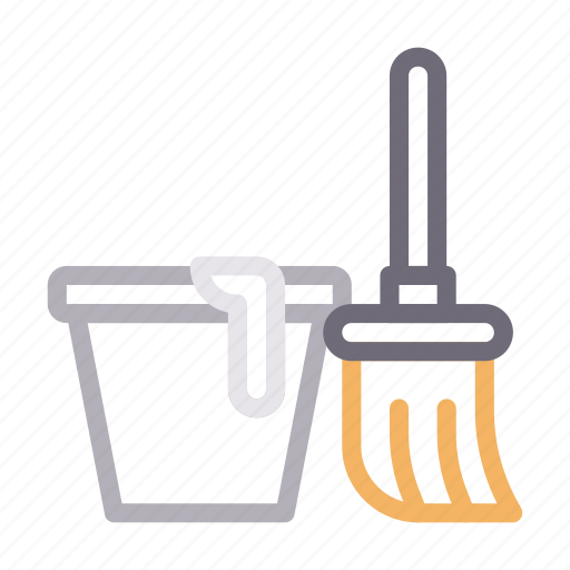 Broom, bucket, cleaning, dusting, mop icon - Download on Iconfinder