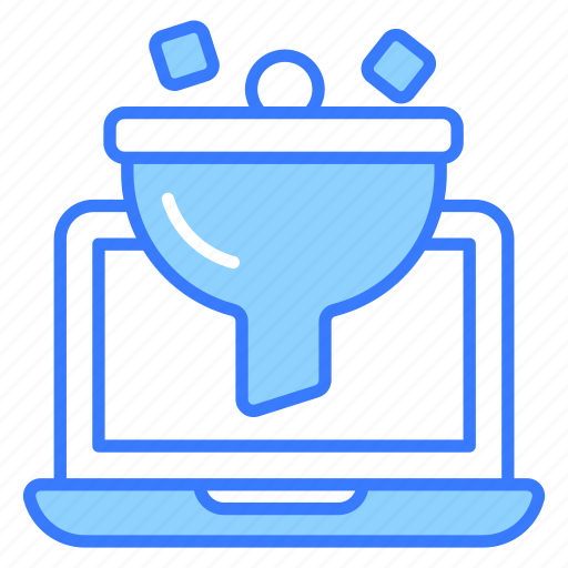 Data, filtration, conversion, filtering, funnel, laptop, screening icon - Download on Iconfinder