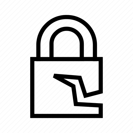 Breach, cracked, data, hacker, lock, privacy, weak icon - Download on Iconfinder