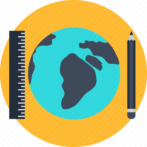 Global, infrastructure, pencil, planet, ruler, world icon - Download on Iconfinder