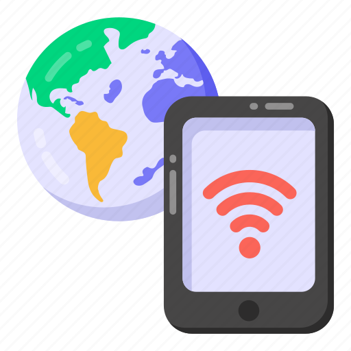 Phone internet, mobile network, global wifi, global internet, global phone connection icon - Download on Iconfinder