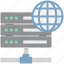 database, globe with database, globe with server, network server, server connection, server storage, web hosting 