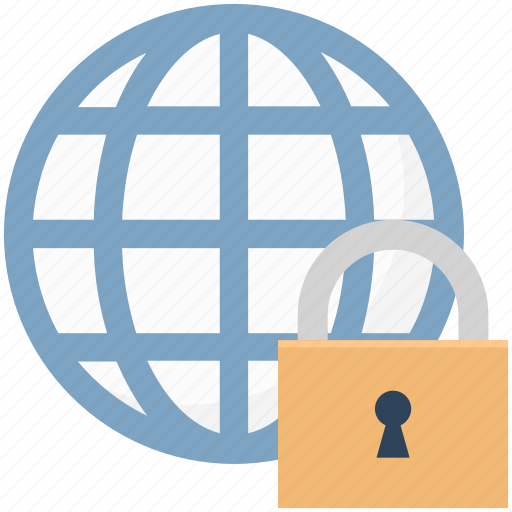 Globe, internet security, lock, networking, secure network icon - Download on Iconfinder