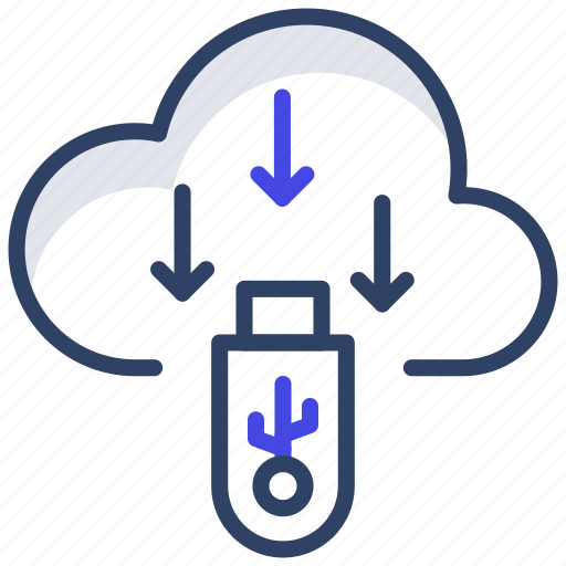 Cloud data download, cloud data storage, cloud data install, usb data download, cloud flash icon - Download on Iconfinder