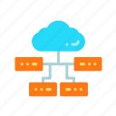 - multiple cloud servers, server, database, network, storage, data, hosting, connection