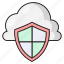 cloud, database, protection, security, shield 
